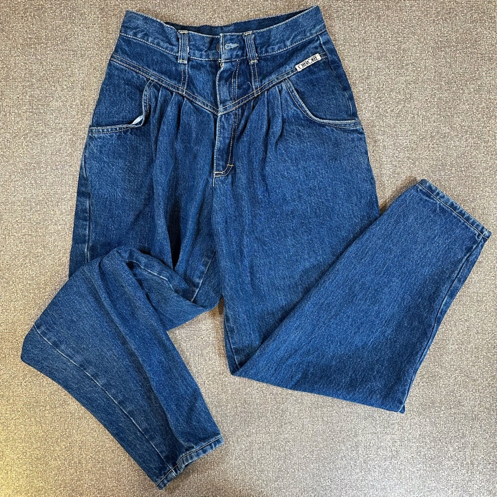 Vintage Cherokee Paper bag pleated high rise mom jeans vintage size 10 Petite US